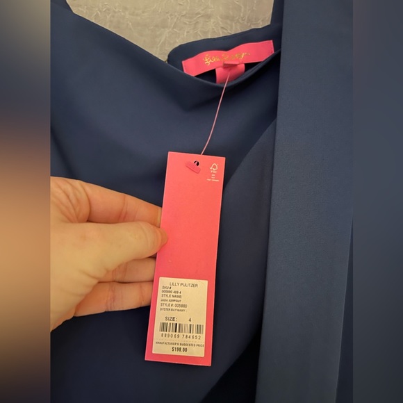 🦋BNWT🦋 Lilly Pulitzer Jada Off-The-Shoulder Jumpsuit in Oyster Bay Navy - Picture 4 of 5